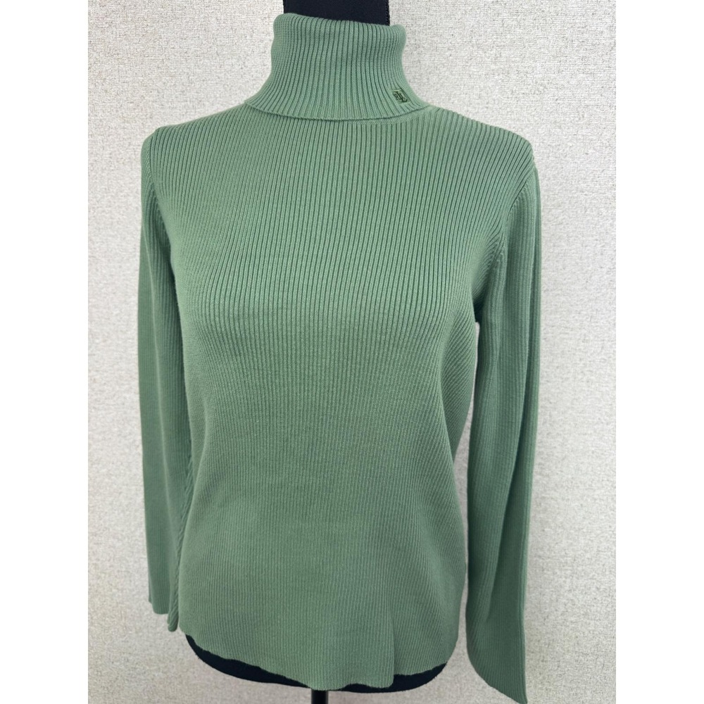 Vintage 90s Lauren Ralph Lauren Ribbed Turtleneck Sweater L Sage Old Money